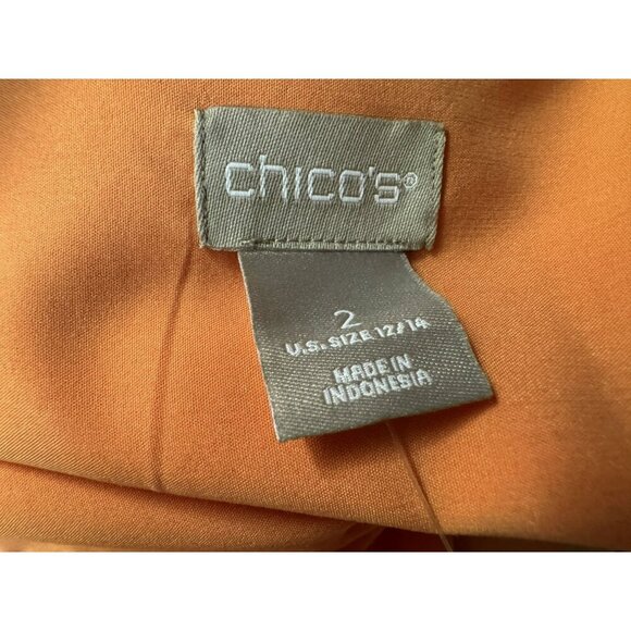 Chicos Button Up Apricot Modal Blend Long Sleeve Shirt Sz 2 US 12 14 Pockets NEW - Picture 5 of 6
